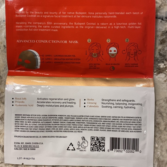ILONA BEAUTY Budapest Cocktail Advanced Conduction Foil Mask 2 sheets / pkg 22mL - Picture 7 of 16